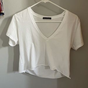 Brandy Melville White Cropped Tee